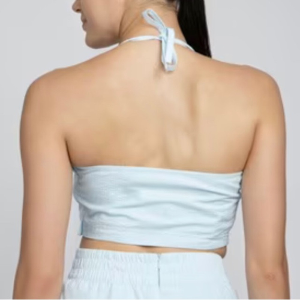 Adidas Poplin Baby Blue Halter Crop Tank Women’s XS - Picture 4 of 8